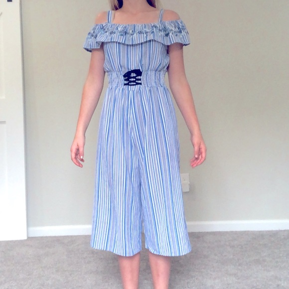 Knitworks Pants - Blue and White Stripped Jumpsuit. Size 16 Junior’s